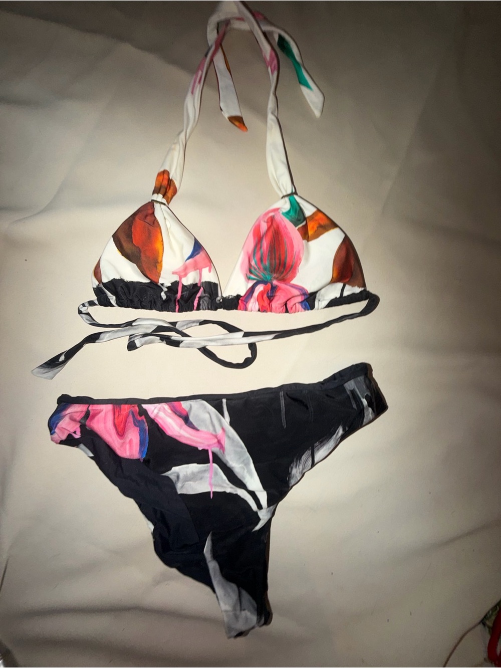 LENNY NIEMEYER Floral Print Pink & Black Women’s Triangle Bikini Set